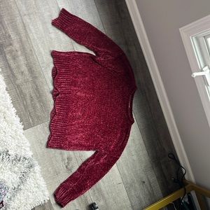Dark red velvet Altar’d State sweater